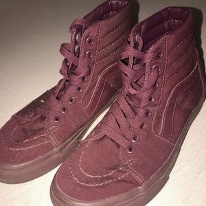 Maroon Vans high tops